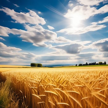 Golden Horizon: A Picturesque View of Wheat Fields under the Sun