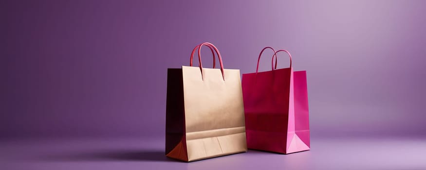 Shopping bag on backdrop with studio lighting, shopping advertisement and product placement