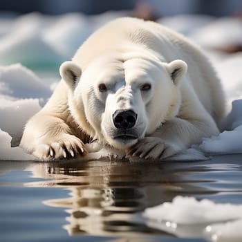 the Serene Beauty of a Polar Bear Resting on Ice