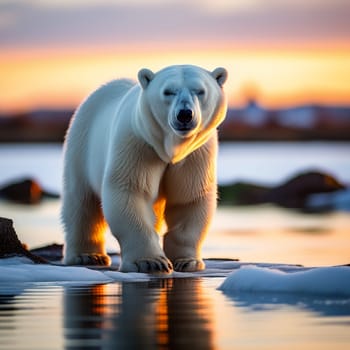 The Graceful Pose of a Polar Bear on Icy Terrain