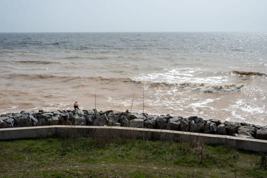 Spring morning on a wild beach in the village of Fontanka, Odessa region, Ukraine, in 2024