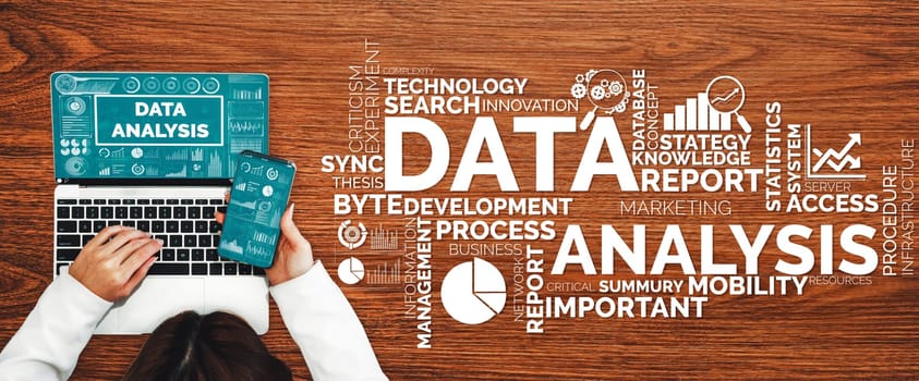 Data Analysis for Business and Finance Concept. interface showing future computer technology of profit analytic, online marketing research and information report for digital business strategy. uds