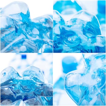 plastic bottles of water on white background
