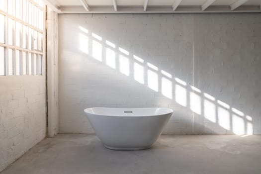 Beautiful luxury bathtub decoration in bathroom interior industrial loft. High quality photo