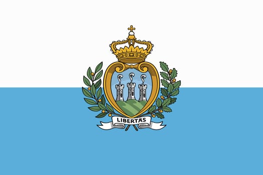 A San Marino flag background illustration blue white stripes crest