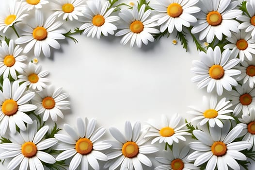 beautiful abstract background with bright daisy flowers. AI generated image.