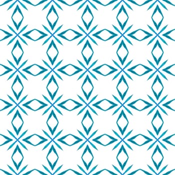 Exotic seamless pattern. Blue delicate boho chic summer design. Summer exotic seamless border. Textile ready fair print, swimwear fabric, wallpaper, wrapping.