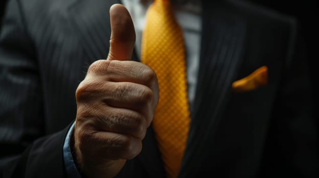 businessman Hand gesture thumbs up with Generative AI..