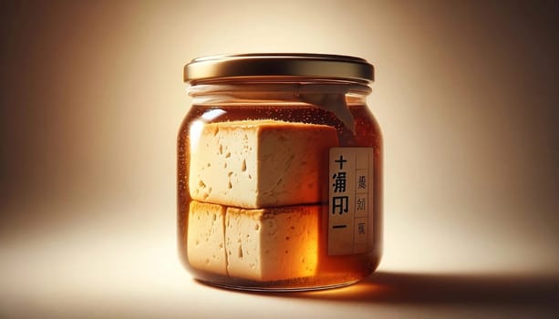 Jar Filled With Fermented Tofu, Furu, isolated, Close Up. High quality photo