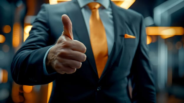 businessman Hand gesture thumbs up with Generative AI..