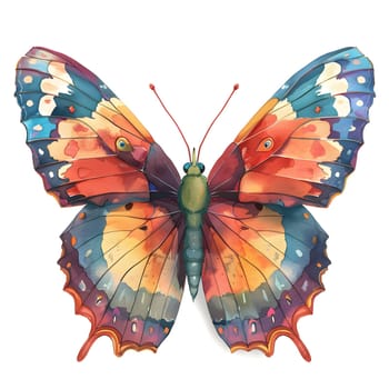 A vibrant azure butterfly, a pollinator insect and arthropod, is perched on a blank canvas background. A beautiful subject for botany, moths and butterflies, and creative arts painting