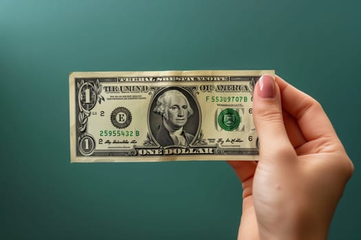 The person is holding a banknote in their hand, using their fingers and thumb to handle the currency. The font and circle design on the collectible money can be seen