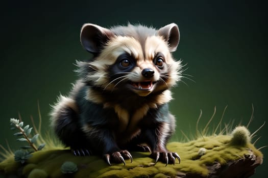 Cute wolverine in the habitat. AI generated image.