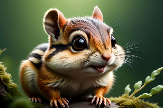 Cute chipmunk in the habitat. AI generated image.