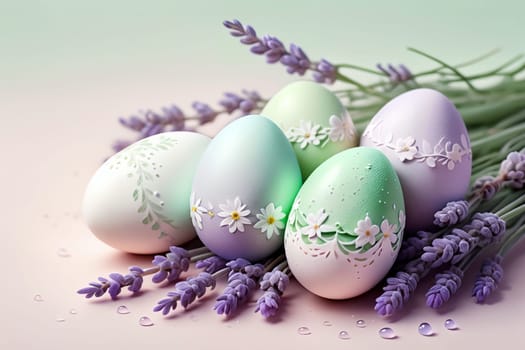 Easter greeting card, colorful Easter eggs .