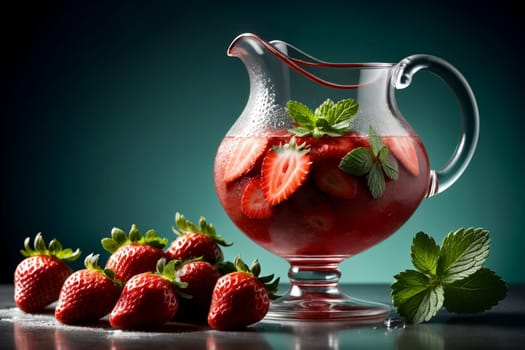 fresh cold compote made from ripe red strawberries .
