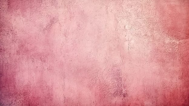 A pink wall with a lot of cracks and peeling paint. The wall is a mix of pink and red colors