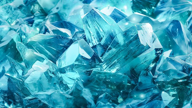 A blue crystal formation with many pieces. The blue color is very bright and the crystal formation is very large