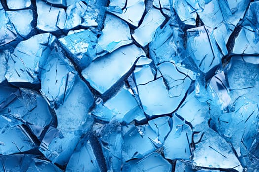 A blue and white image of a cracked surface. The cracks are jagged and the blue is bold and vibrant. The image has a sense of brokenness and fragility