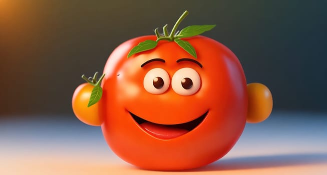 The image is of a smiling tomato with a big smile on its face.