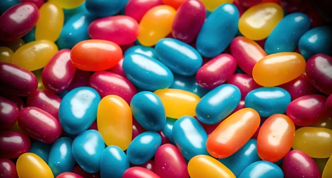 The image shows a pile of colorful jelly beans.