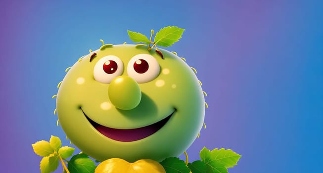 The image is of a cartoon cactus with a smiling face and green leaves on its body.