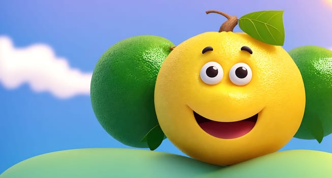 The image is of a smiling lemon with a green leaf on its head.