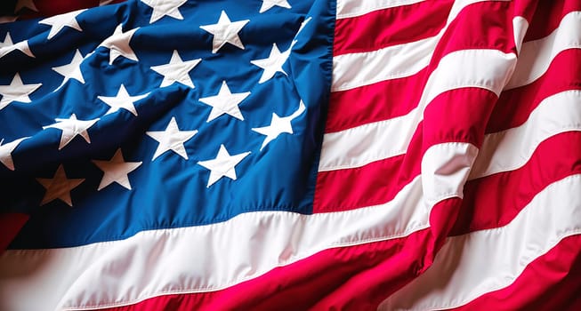The image is a flag of the United States, with the American flag waving in the wind.