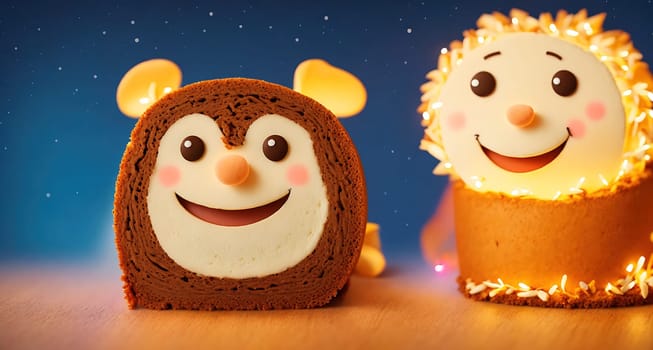 The image shows a cartoon image of a cute little monkey with a big smile on its face, wearing a party hat and holding a candle.