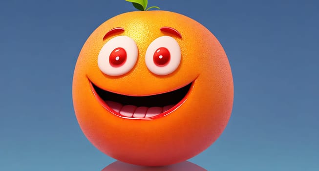 The image is a smiling orange fruit with a big smile on its face.