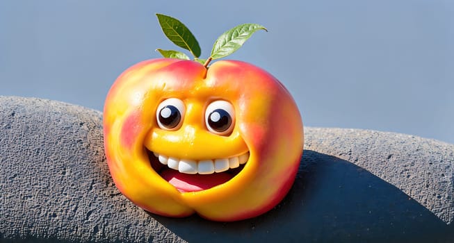 The image is of a smiling orange with a leaf on its head.