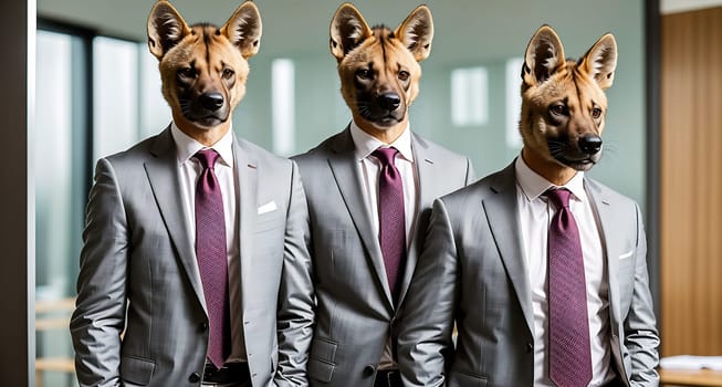 The image shows a man in a suit and tie standing in front of a mirror, looking at his reflection.