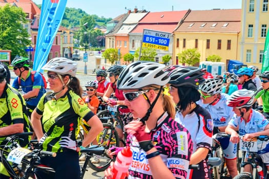 Hustopece, The Czech Republic - April 29, 2018: Traditional bike competition Bicycle for life . Racers waiting to start.