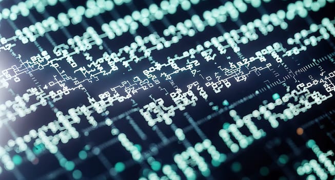 The image is a binary code made up of 0s and 1s arranged in a grid pattern.