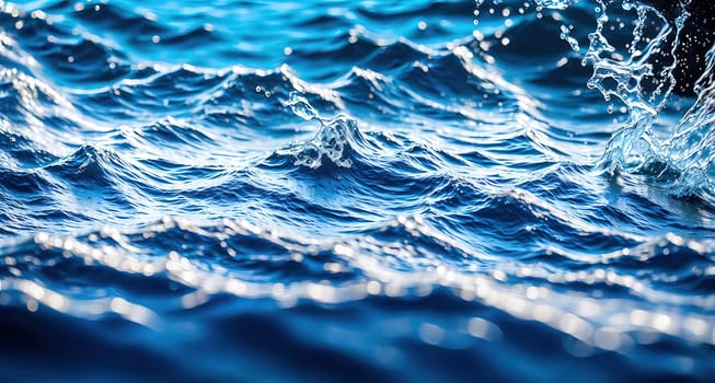 The image is a photograph of a body of water with waves crashing against the shore.