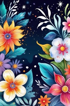 Serene lotus flowers gracefully positioned against backdrop of night sky filled with twinkling stars, creating beautiful, dreamy scene. For interior design, textiles, clothing, gift wrapping, print