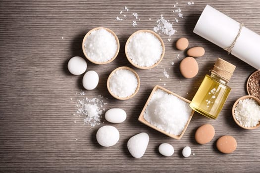 The image depicts various ingredients for making soap, including oils, salts, and other materials.