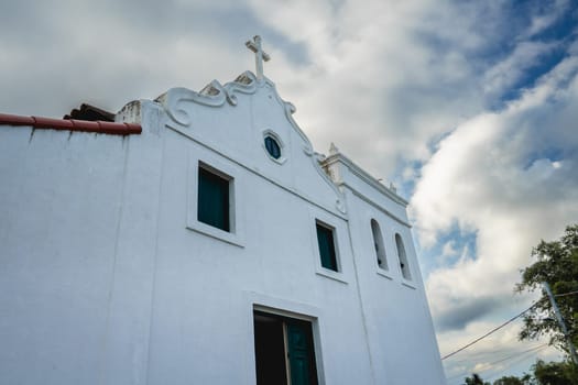 Santuário Diocesano Nossa Senhora. Old church on top of the Monte Serrat. Santos, Brazil. April 3 2024.
