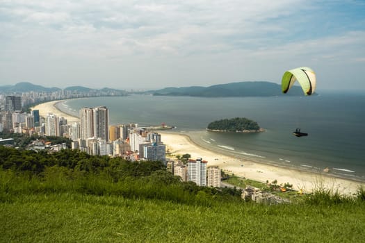 Paragliding at the Teleférico de São Vicente Viewpoint. Brazil.
