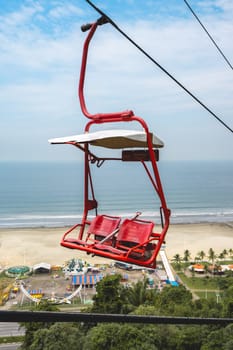 Teleferico, Cable car in Sao Vicente, Brazil. April 2 2024.