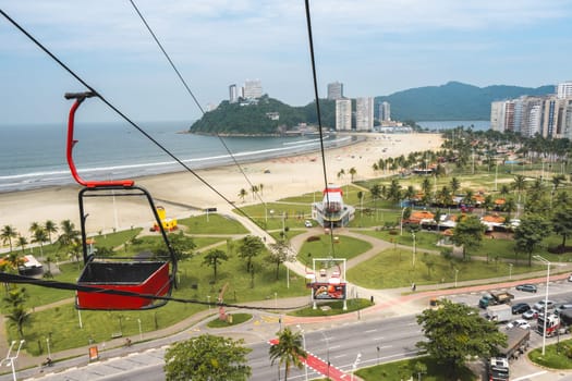 Teleferico, Cable car in Sao Vicente, Brazil. April 2 2024.