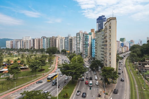 Skyline of Sao Vicente, São Paulo, Brazil. April 2 2024.