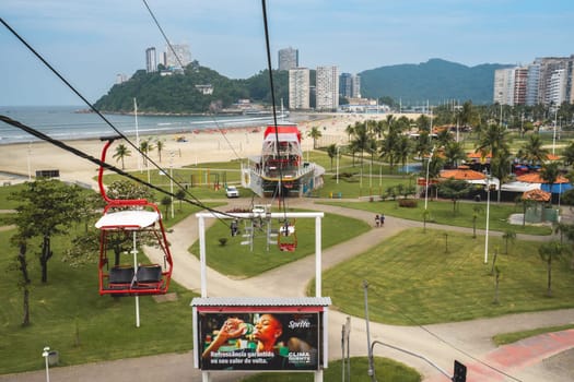 Teleferico, Cable car in Sao Vicente, Brazil. April 2 2024.