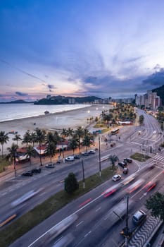 Sunset at the Boulevard at Santos And Sao Vicente, Brazil. April 2 2024.