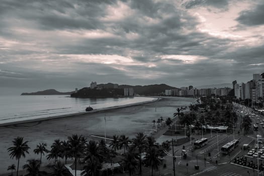 Sunset at the Boulevard at Santos And Sao Vicente, Brazil. April 2 2024.