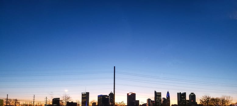 View of the Skyline of Columbus, Ohio at Sunrise