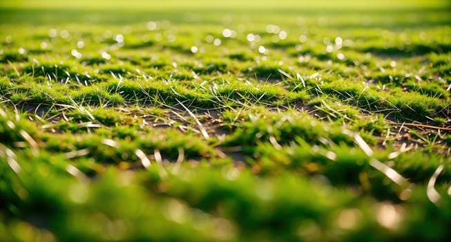 The image is a green field with tall grass swaying in the wind.