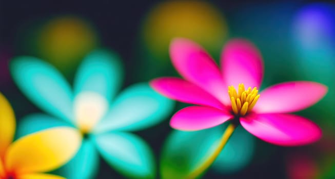 The image is a colorful flower with pink petals and green leaves.