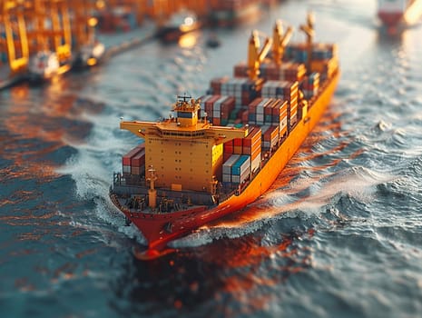 Business Shipping Operations Managed Efficiently at Bustling Port, Cargo ships and cranes set the scene for a narrative of global trade and business logistics.