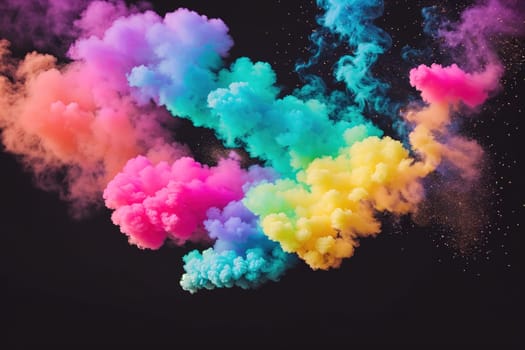 The image is a pink, purple, and blue powder cloud with a white background.
